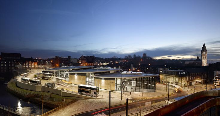 Bus station at night 